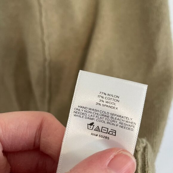 EXPRESS Solid Taupe Tan ? Deep V-Neck Long Sleeve Dolman Sleeve Slouchy Sweater - Picture 9 of 14